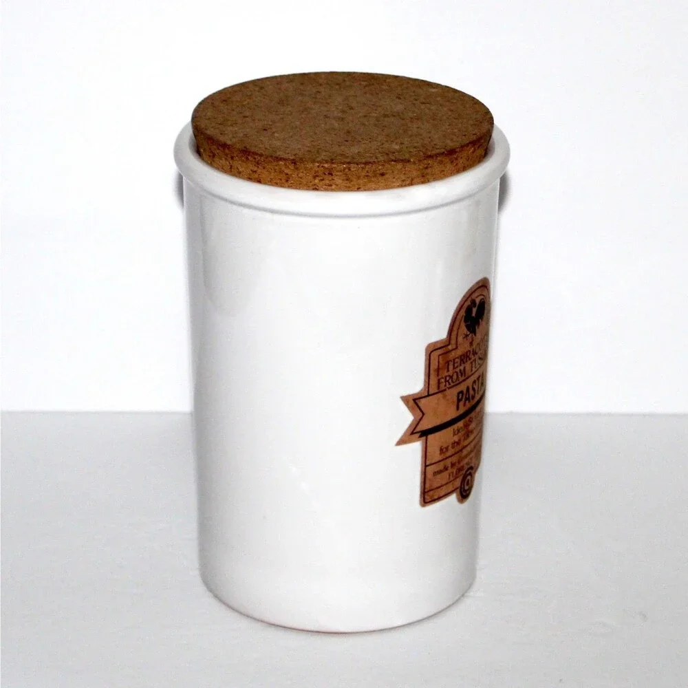 Pasta Canister Terracotta from Tuscany Florence Italy Ceramiche Alfa Spa white